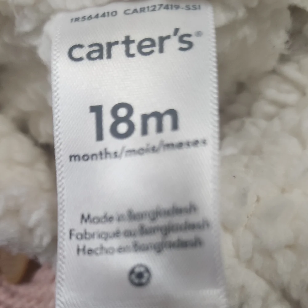 Carter's Blush Hooded Baby Jacket with Cream Trim